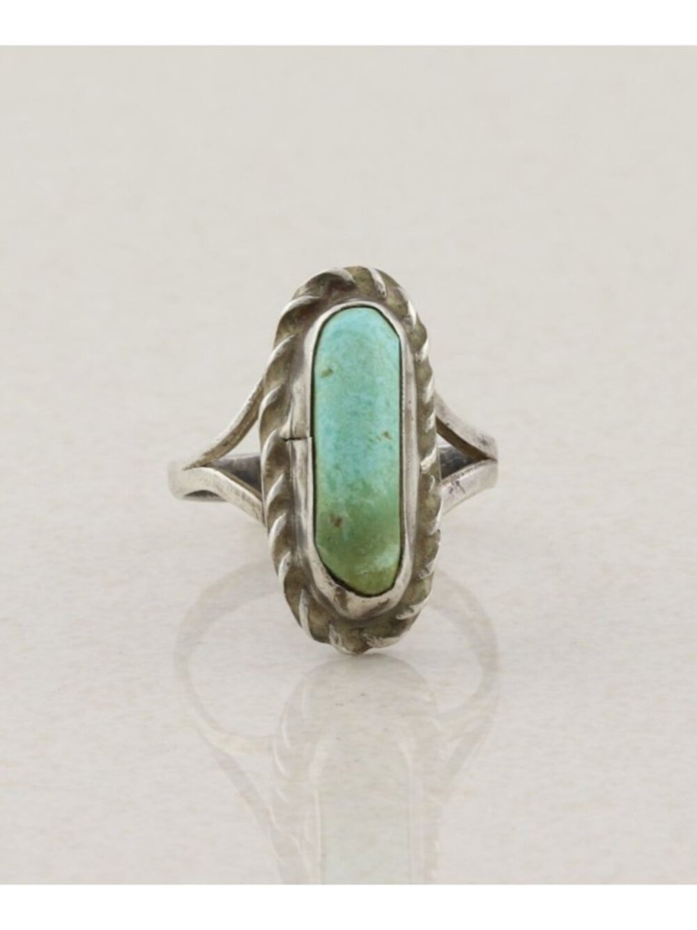 Sterling Silver Natural Turquoise Ring Size 4 3/4 Teen, Child, Pinky